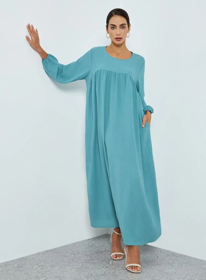 Take Two Women Teal Pleated Detail Jalabiya